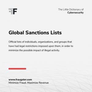 A Fraugster dictionary post showing the definition of the word global sactions list