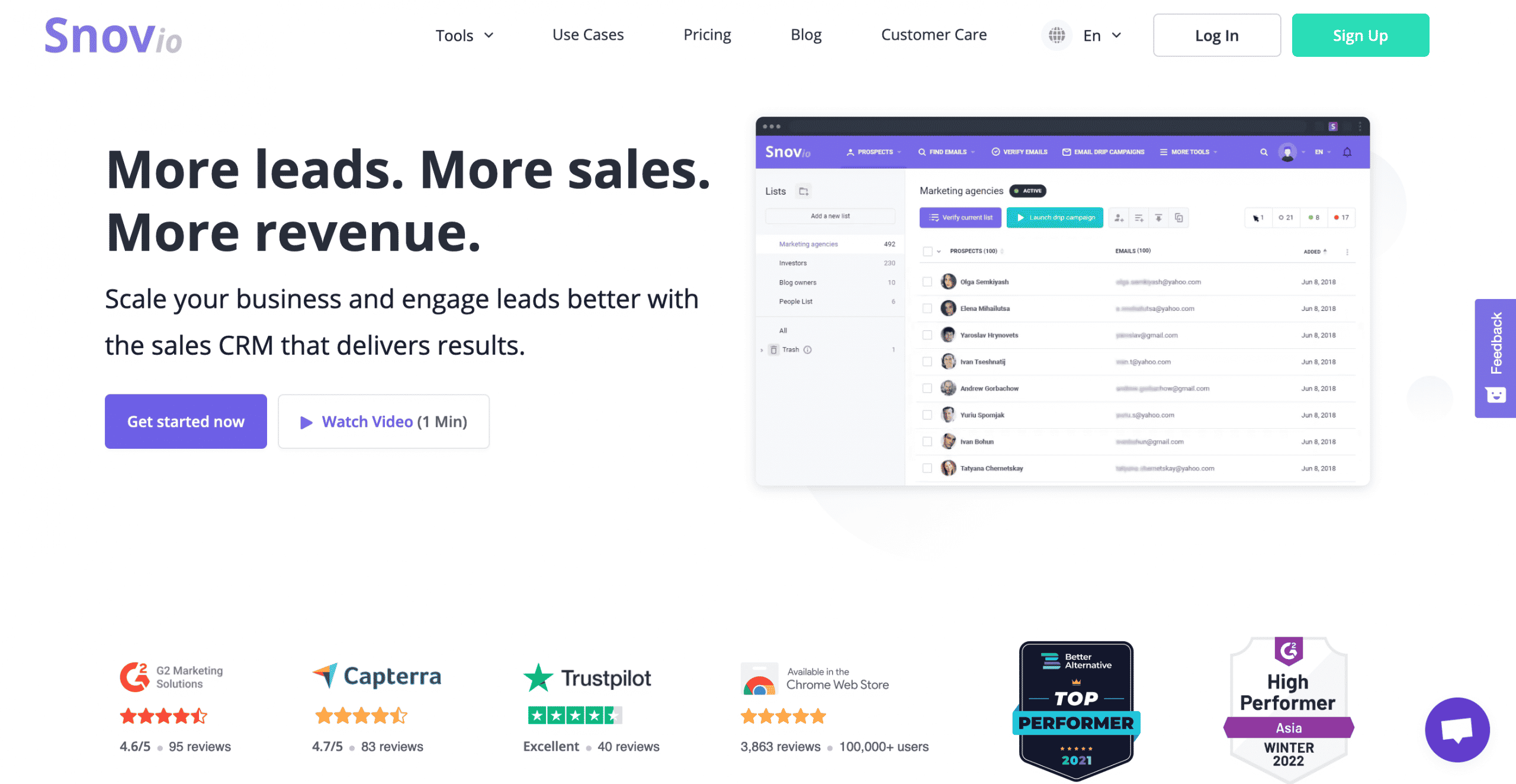 Snov.io homepage