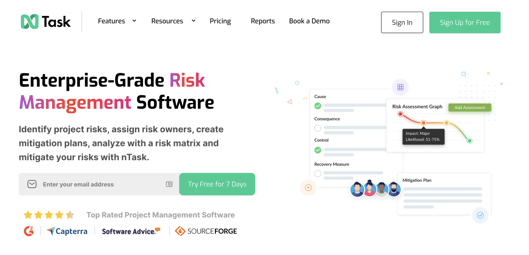 Ntask risk management software home page