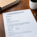 Stock photo of a printed “Chargeback Rebuttal Letter” template on a desk, with sections for transaction details and reason for dispute, beside a pen, coffee mug, plant, and a clipped stack of documents.