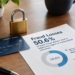 Stock photo of a credit card and brass padlock beside a printed report titled “Fraud Losses 50.6%,” with a donut chart showing that 50.6% of bank fraud dollars are tied to legitimate logins or manipulated customers, versus 49.4% from other fraud types, on a desk with a pen, plant, and mug.
